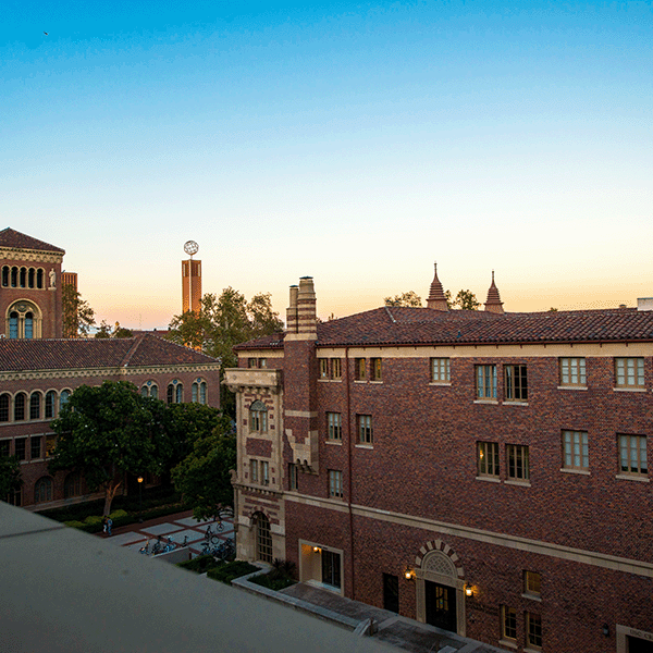 View overlooking USC during sunset